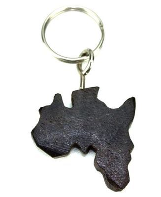 Porte clé en bois ébène motif carte afrique